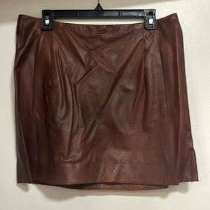 Vince Brown Leather Mini Skirt